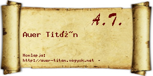 Auer Titán névjegykártya